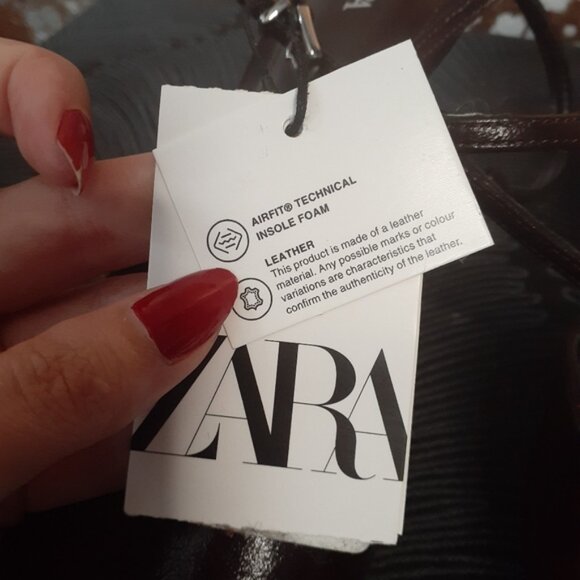 Zara NWT Genuine Leather Chocolate Brown Heels - Picture 10 of 16